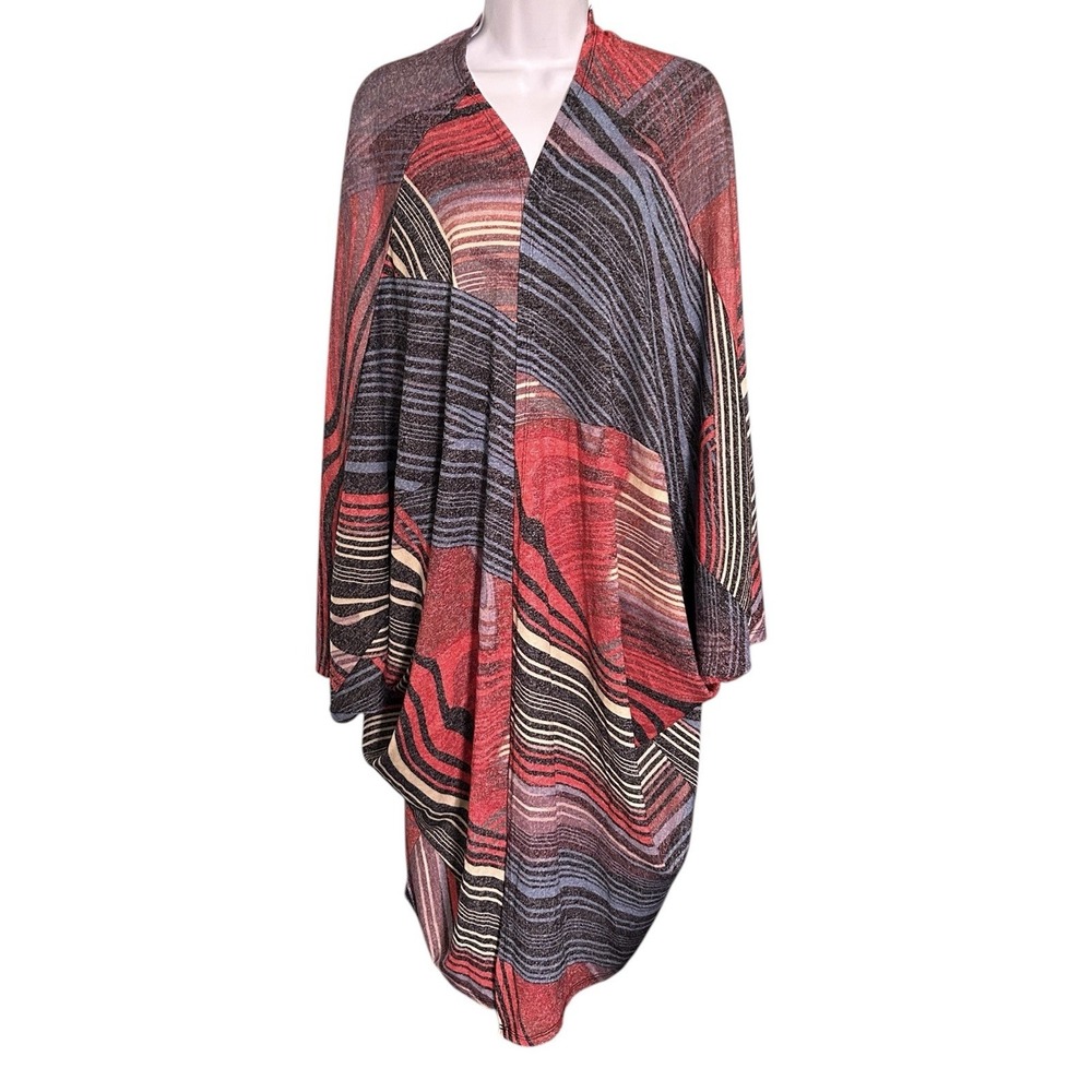 Attitudes By Renee Global Illusions Casknit Cocoon Cardigan Womens Size M Multi